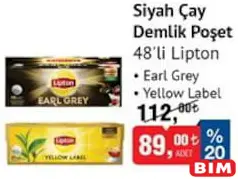 LİPTON SİYAH ÇAY DEMLİK POŞET 48'Lİ fiyat ve kampanya bilgisi